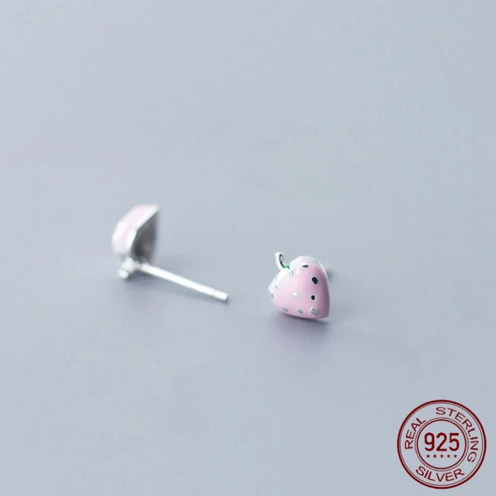 Pink Strawberry Earrings - Picture 6 of 8